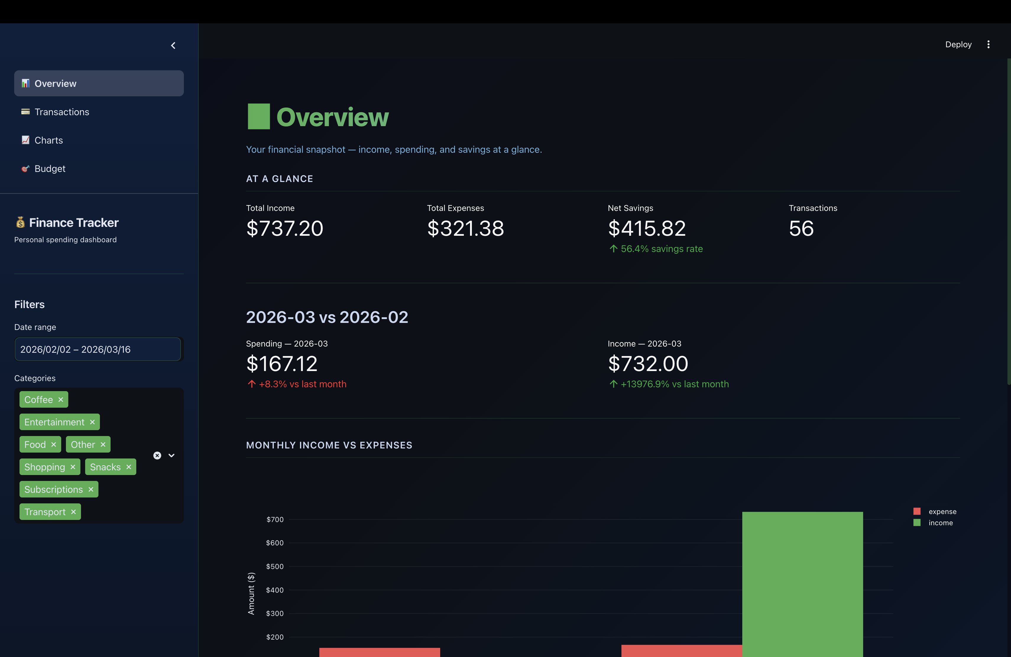 Finance Tracker screenshot 1